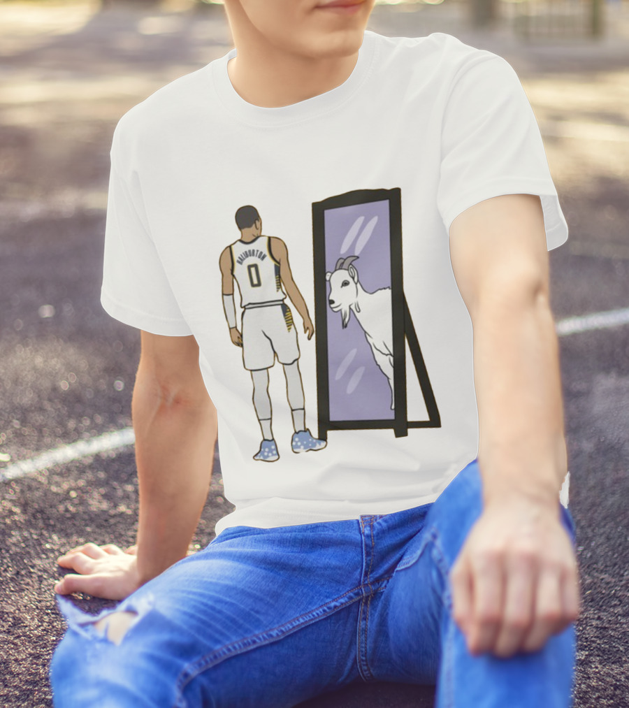 Tyrese Haliburton 0 Reflecting Goat In Mirror T-Shirt
