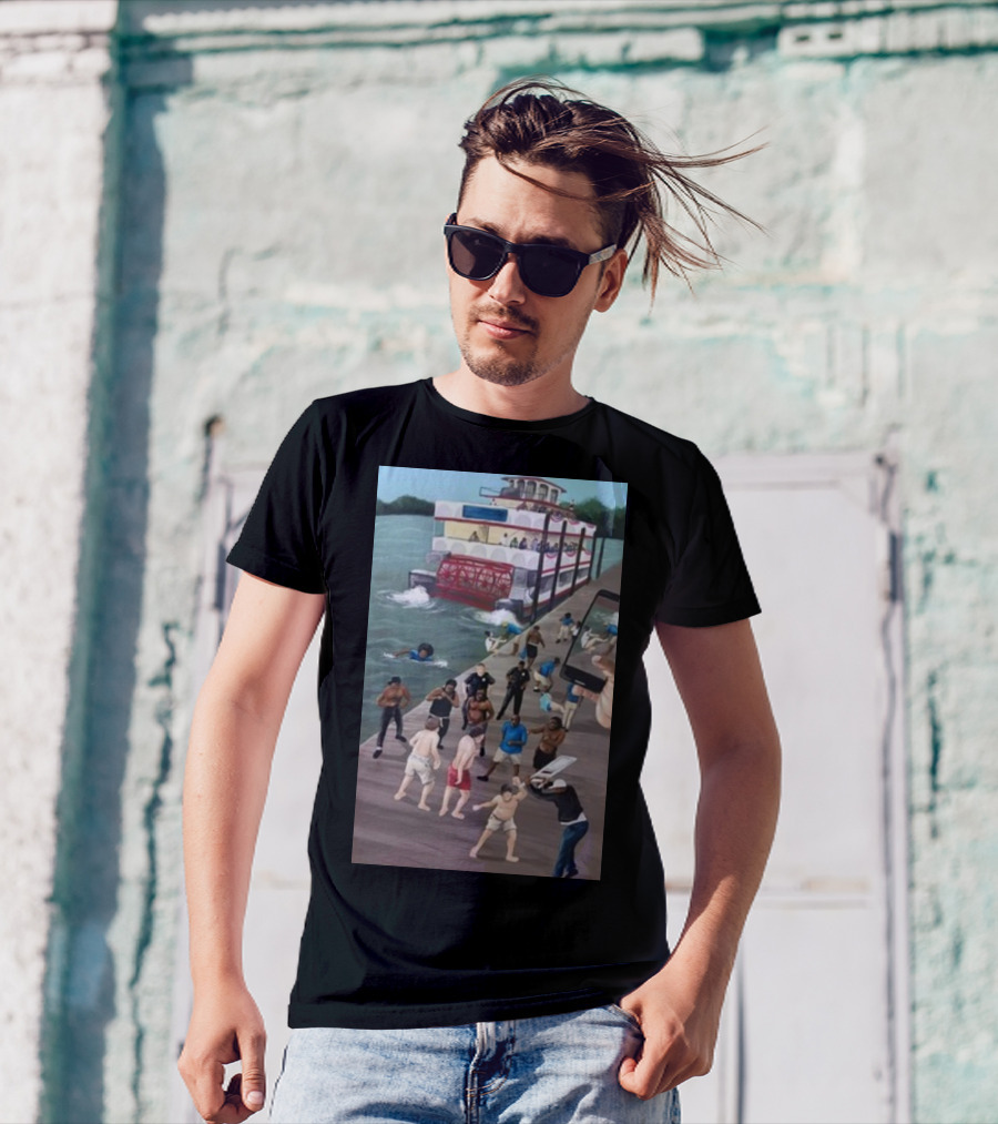 Kenny Akers Alabama River Brawl Boat Dock Scene T-Shirt