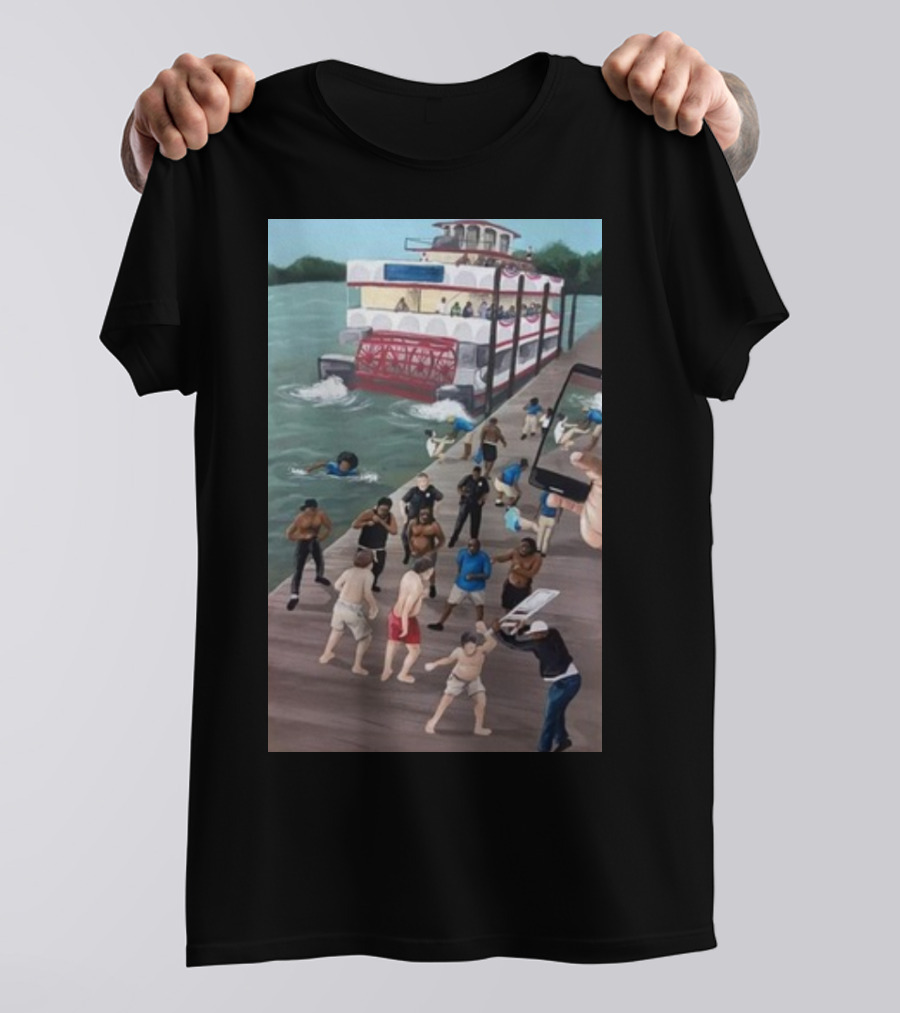 Kenny Akers Alabama River Brawl Boat Dock Scene T-Shirt