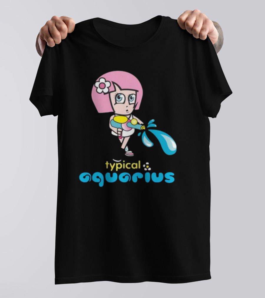 Typical Aquarius Cute Cartoon Girl With Water Splash T-Shirt