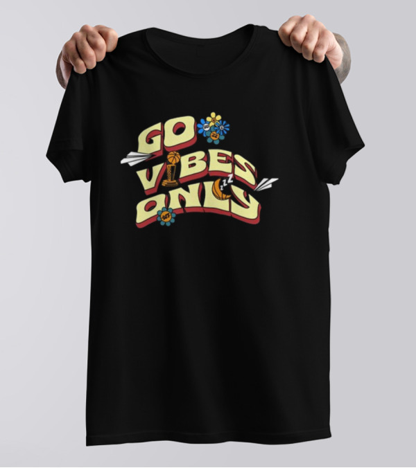 Warriorstalk Go Vibes Only Basketball Trophy Flowers Moon Clouds T-Shirt