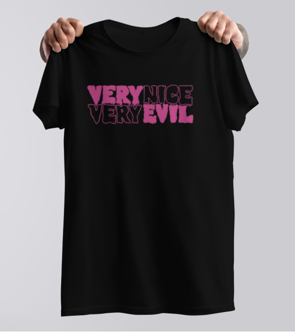 Very Nice Very Evil Pink Word Logo T-Shirt