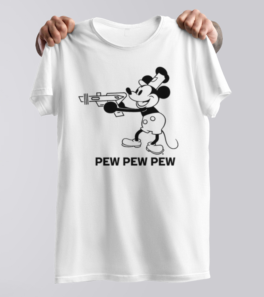 Pew Pew Pew Steamboat Mouse Retro Gun Fun T-Shirt