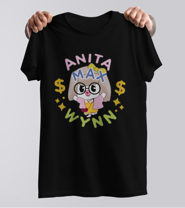 Anita Max Wynn Funnyahhtees Cartoon Character With Glasses And Dollar Signs T-Shirt