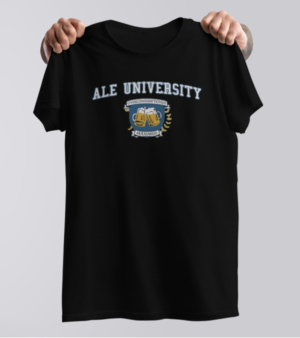 Ale University Overconsumptionus Maximus Beer Mugs Crest T-Shirt