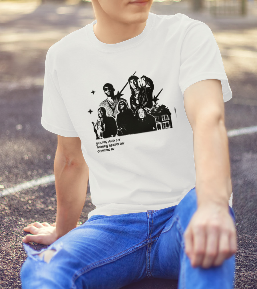 Maaza Shop Young And Lit Money Keeps On Coming In Iconic Figures And House Scene T-Shirt