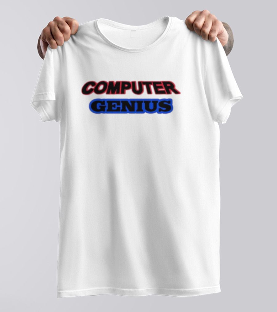 Omweekend Red Blue Computer Genius T-Shirt