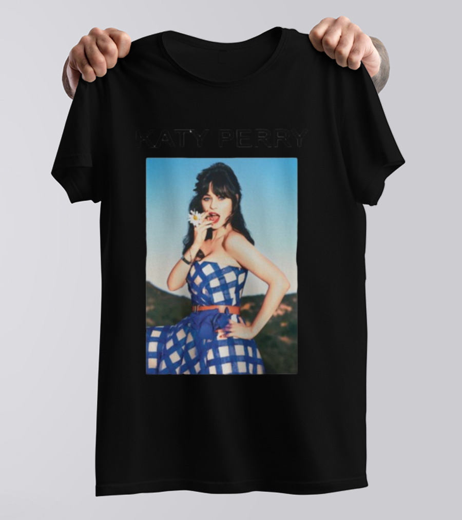 Katy Perry Blue Checkered Dress Photo T-Shirt