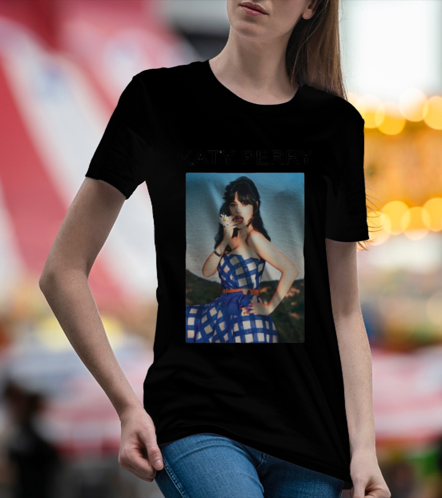 Katy Perry Blue Checkered Dress Photo T-Shirt