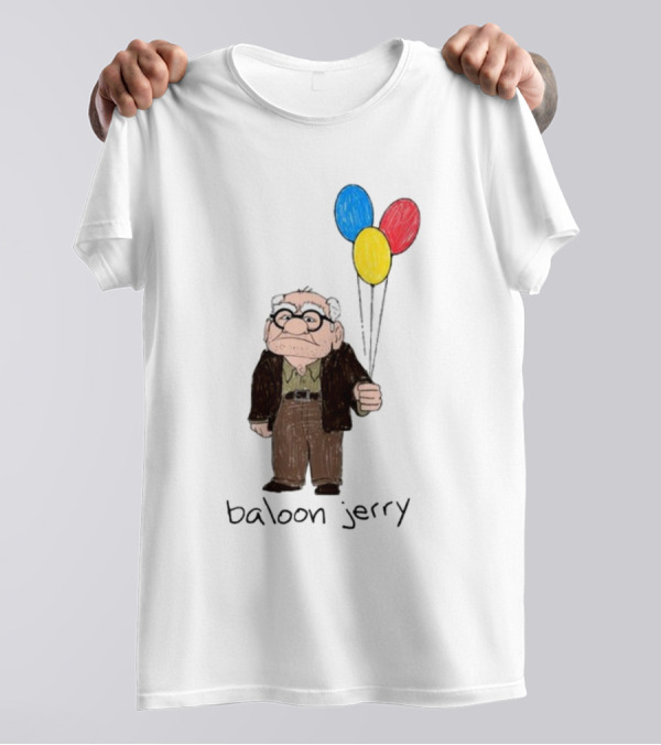 Baloon Jerry Elderly Cartoon Holding Colorful Balloons T-Shirt