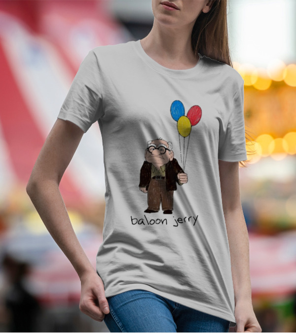 Baloon Jerry Elderly Cartoon Holding Colorful Balloons T-Shirt