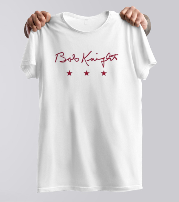 Bob Knight Red Signature Three Stars Indiana Basketball T-Shirt