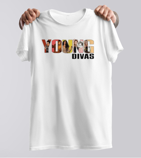 YOUNG DIVAS Photomontage Letters T-Shirt