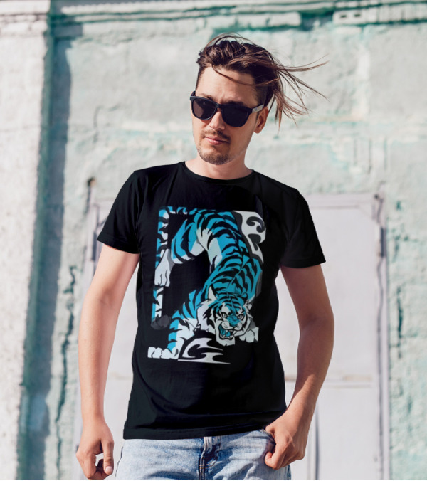 Mawili Poisonp1nk Blue Tiger Stripes T-Shirt