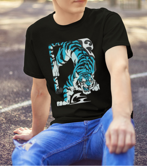 Mawili Poisonp1nk Blue Tiger Stripes T-Shirt