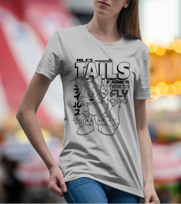 Miles Tails Prower Time To Fly Japanese Text T-Shirt