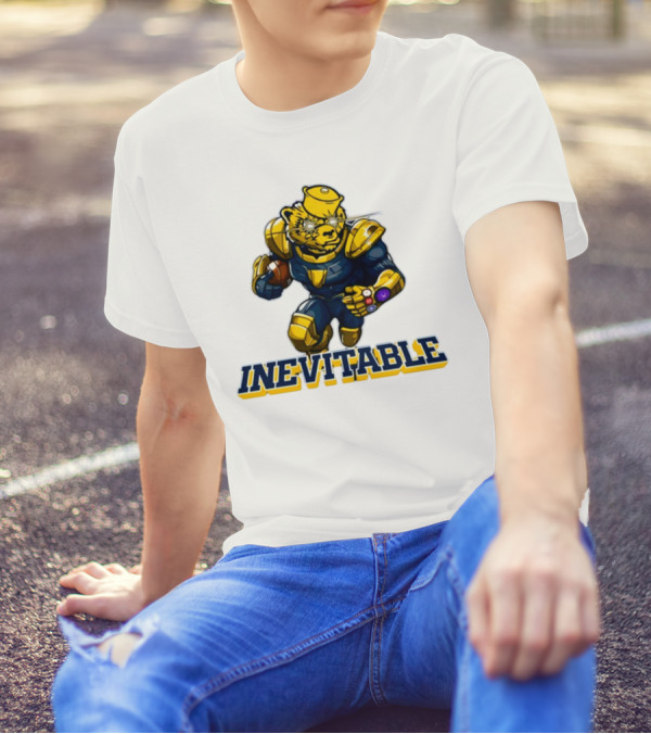 Michigan Inevitable Bear In Armor Football Character T-Shirt
