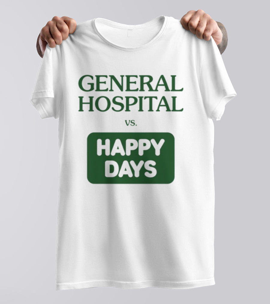 General Hospital Vs. Happy Days Retro TV Show Face-Off T-Shirt