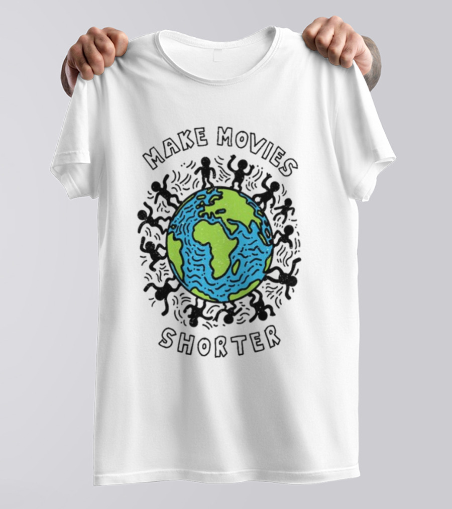 Waveygoodsco Earth Graphic Make Movies Shorter T-Shirt