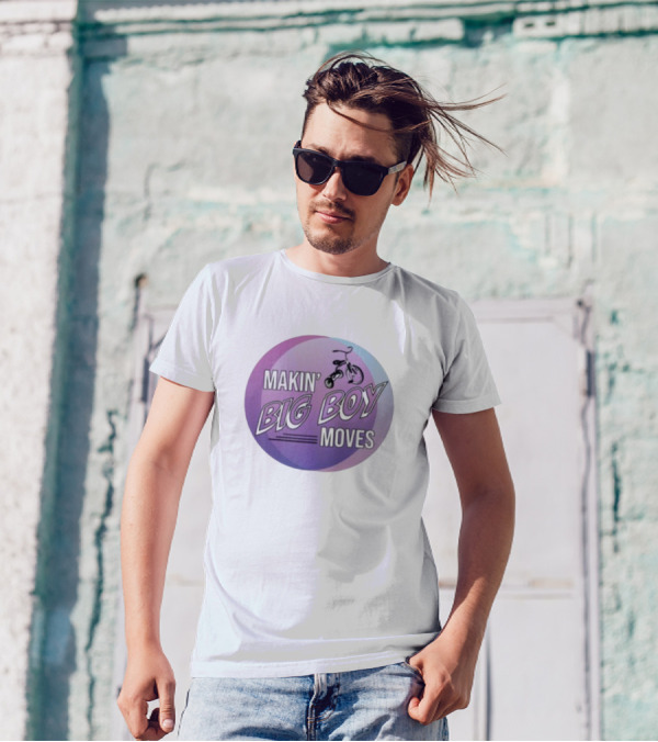 MAKIN' BIG BOY MOVES Bicycle Purple And Blue Gradient T-Shirt