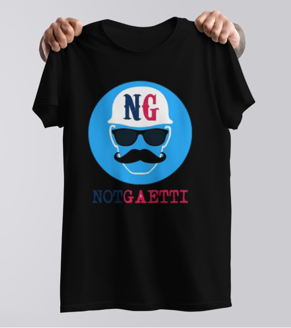 NG Not Gaetti Mustache Hat Sunglasses Blue Circle T-Shirt