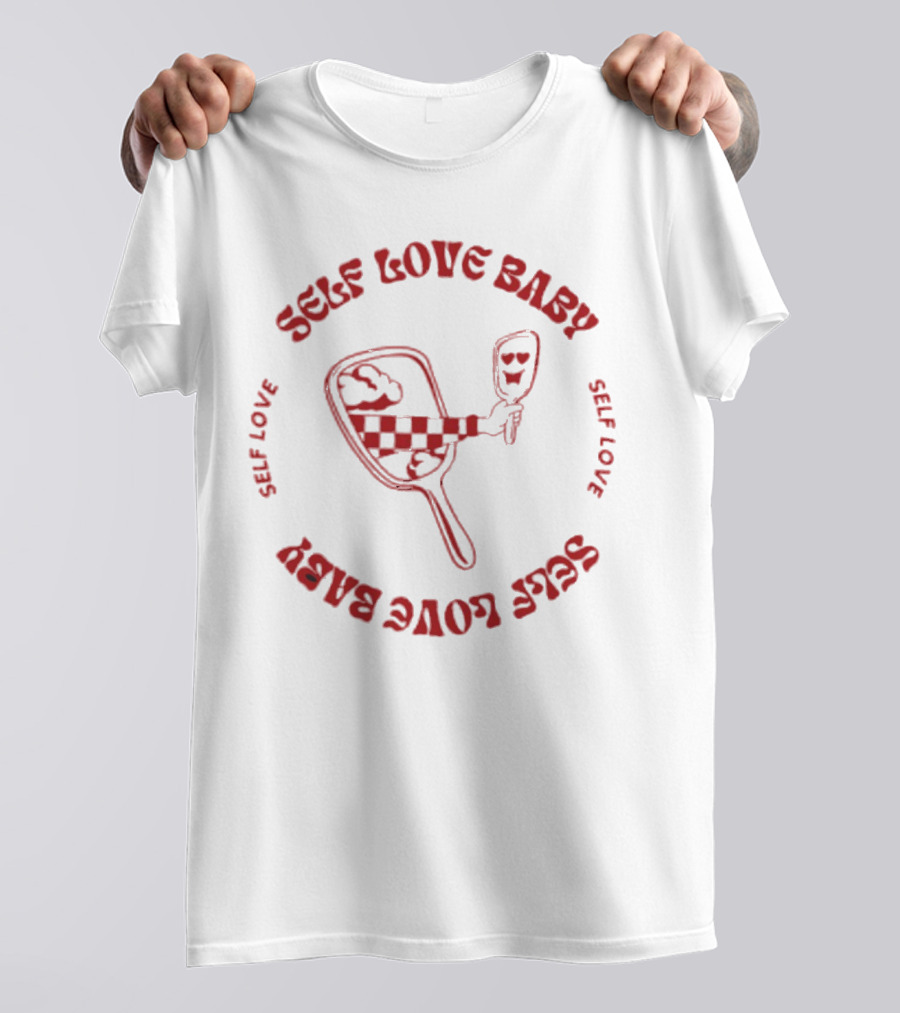 Self Love Baby Hand Mirror Reflection Checkered Arm Hearts T-Shirt