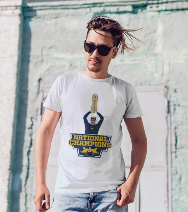 Maizeandgoblue Harbaugh National Champions Trophy Holder T-Shirt