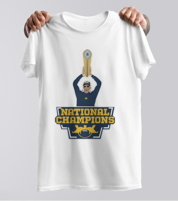 Maizeandgoblue Harbaugh National Champions Trophy Holder T-Shirt