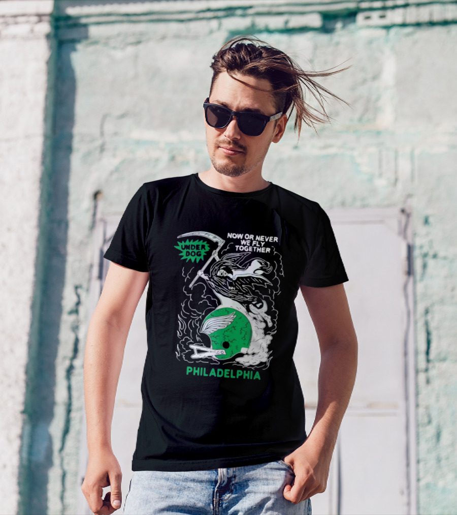 Under Dog Now Or Never We Fly Together Philadelphia Football Helmet T-Shirt