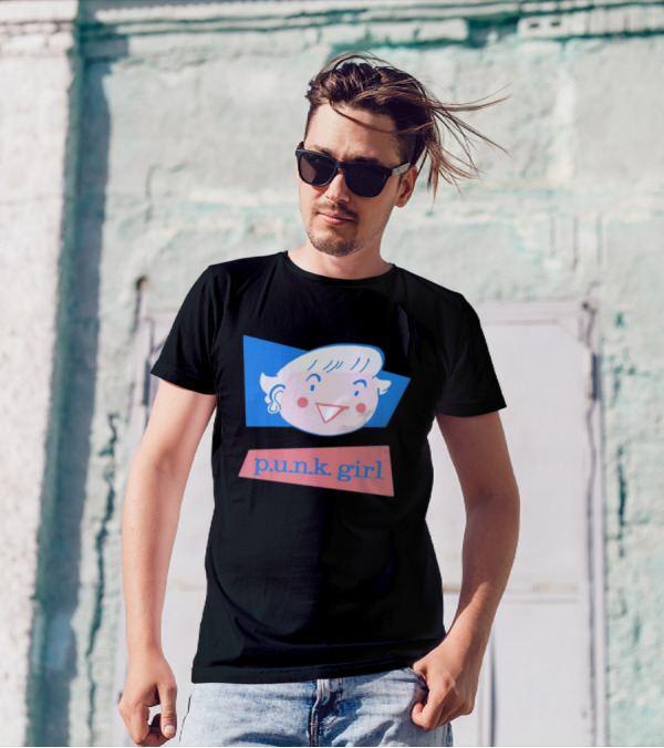 P.U.N.K. Girl Retro Cartoon Style Face T-Shirt