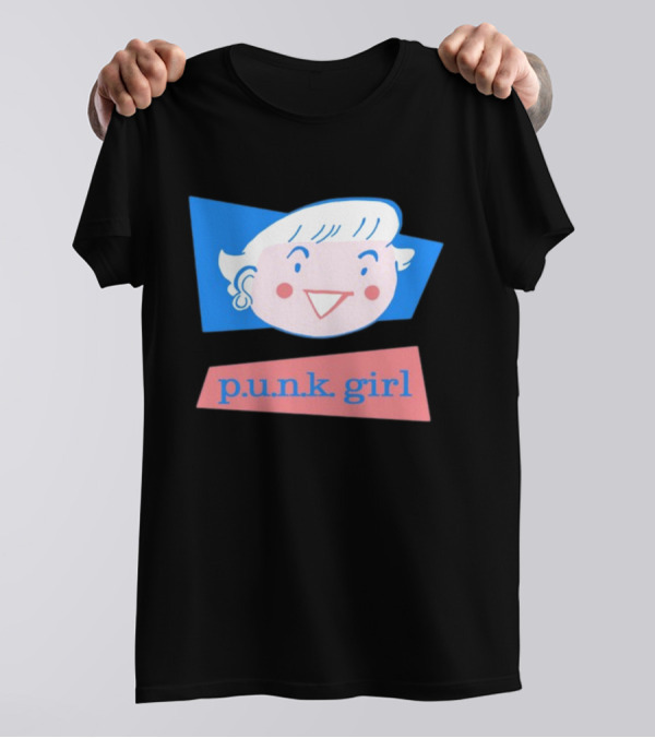 P.U.N.K. Girl Retro Cartoon Style Face T-Shirt