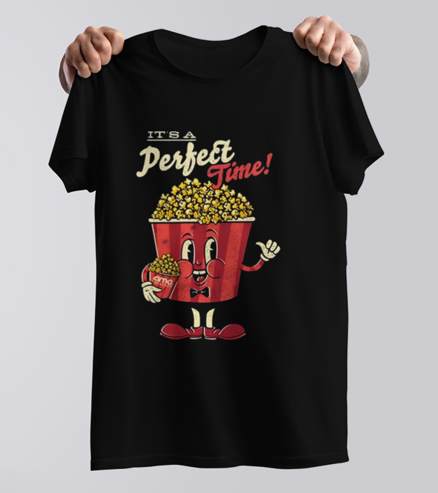 It's A Perfect Time AMC Theatres Movie Popcorn Cartoon T-Shirt