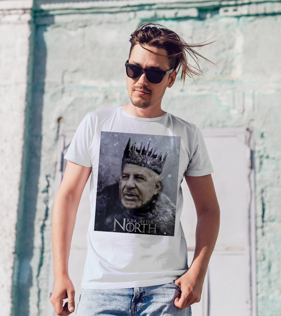 Bill Belichick King In The North Game Of Thrones Style Crown And Fur Cloak T-Shirt