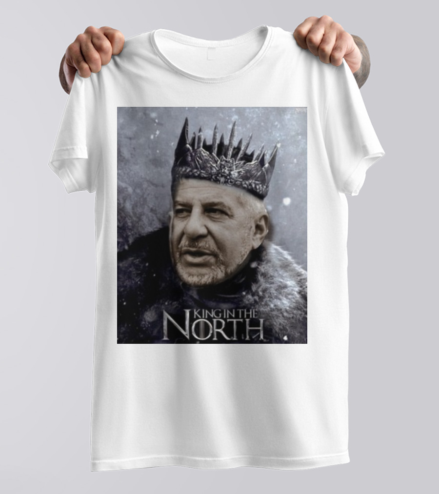 Bill Belichick King In The North Game Of Thrones Style Crown And Fur Cloak T-Shirt