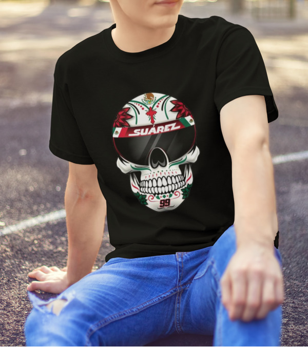 Danielsuarezracing Suárez Skull Helmet Visor 99 Mexican Flag Motif T-Shirt
