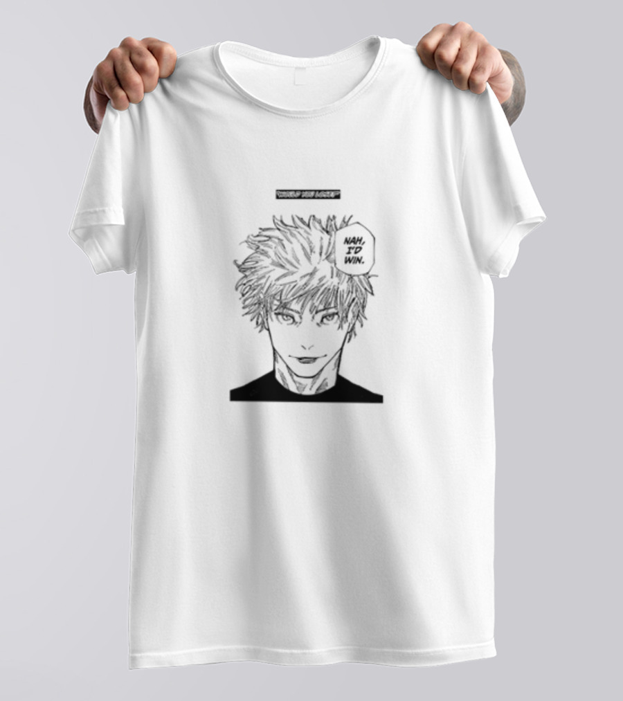 Goofyahhtees Nah I'd Win Manga Style Anime Character Confident Expression T-Shirt