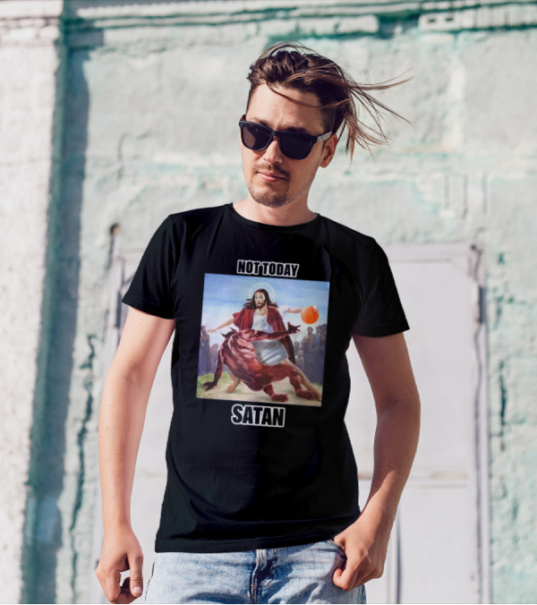 Not Today Satan Jesus Basketball Block Devil T-Shirt