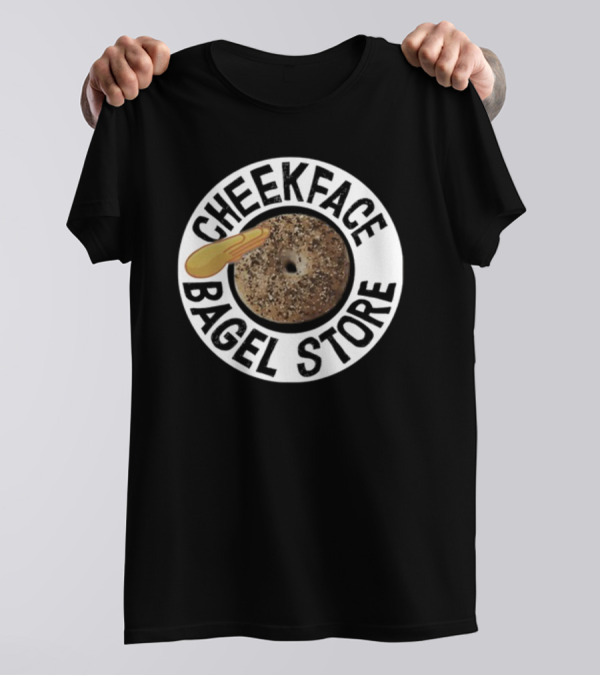 Cheekface Bagel Store Sesame Bagel With Butter Retro Circular T-Shirt