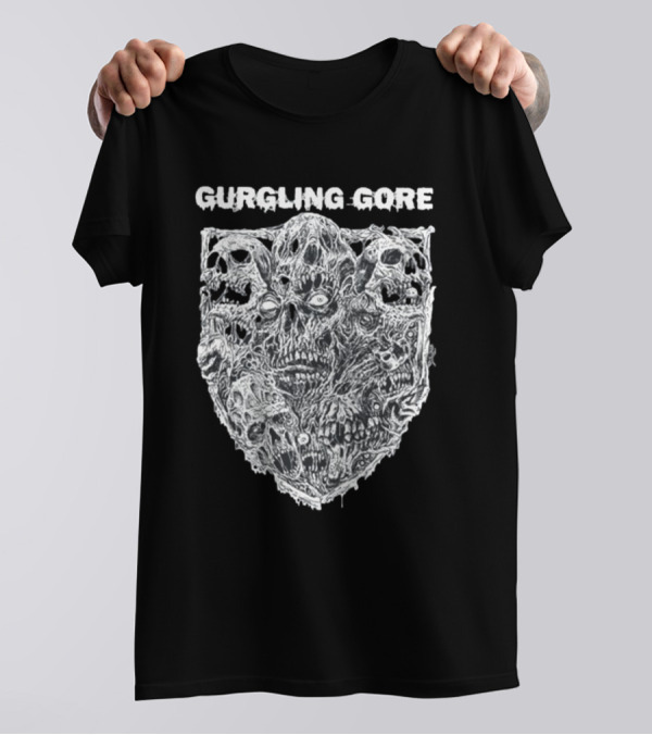Gurgling Gore Skull Horror Shield T-Shirt