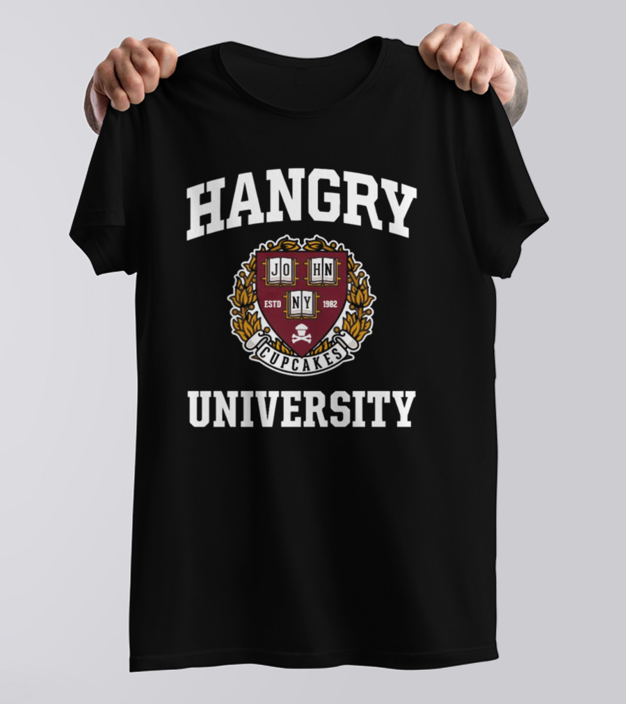 Hangry University Johnnycupcakes Estd 1982 Crest T-Shirt