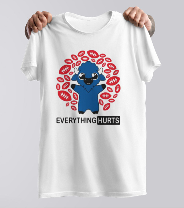 Buffalo Everything Hurts Surrounded By Red Footballs T-Shirt