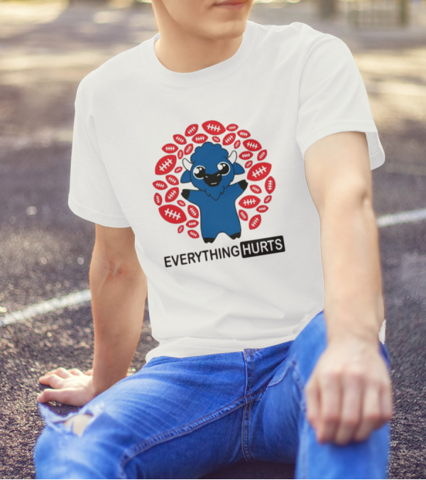 Buffalo Everything Hurts Surrounded By Red Footballs T-Shirt
