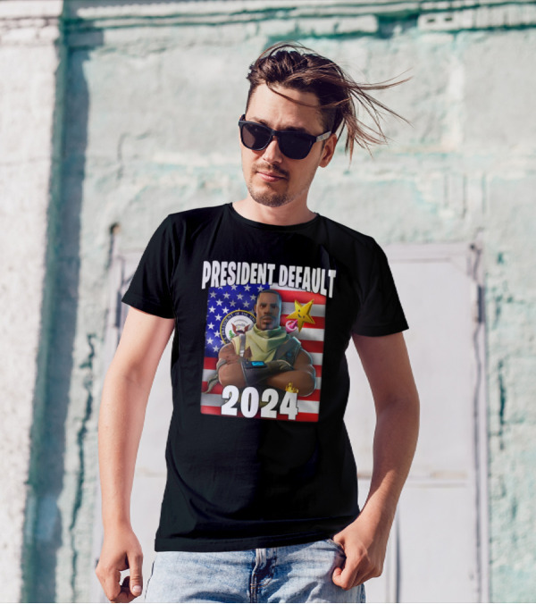 President Default 2024 Fortnite Crossover Election Campaign American Flag Background T-Shirt