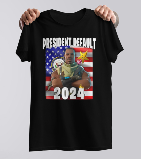 President Default 2024 Fortnite Crossover Election Campaign American Flag Background T-Shirt