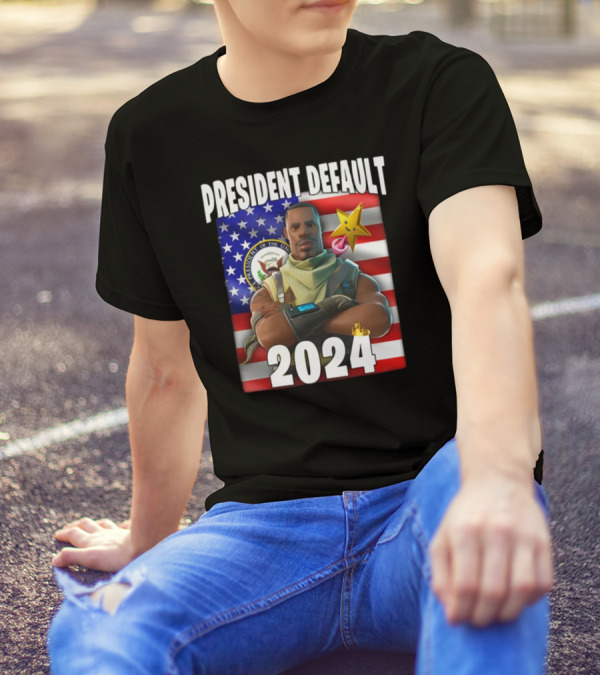 President Default 2024 Fortnite Crossover Election Campaign American Flag Background T-Shirt
