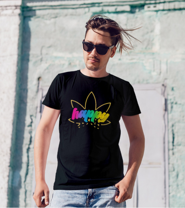 Happy Eddie Freestyle Rainbow Font Leaf T-Shirt
