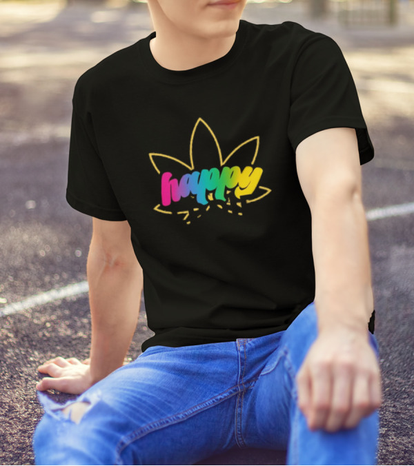 Happy Eddie Freestyle Rainbow Font Leaf T-Shirt