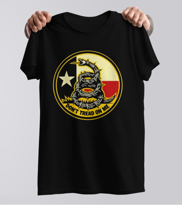 Don't Tread On Me Barbed Snake With Texas Flag Star T-Shirt