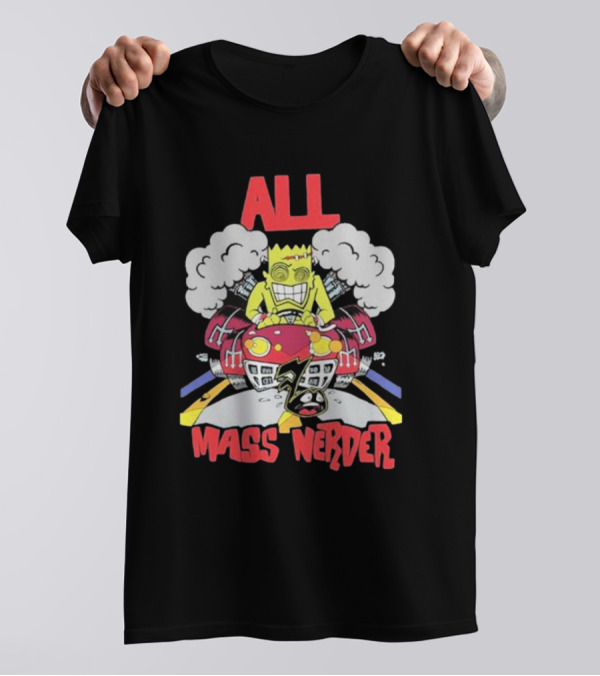 ALL Mass Nerder Cartoon Character Racing Machine T-Shirt