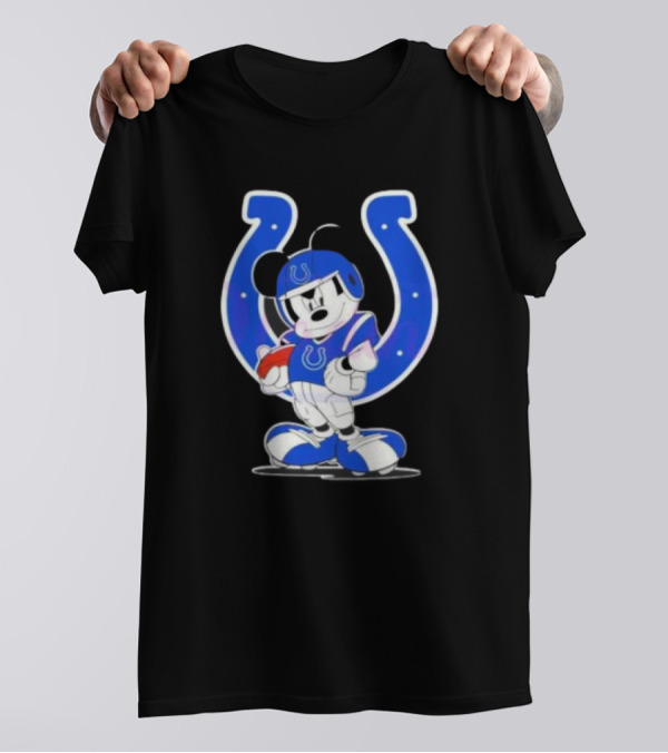 Indianapolis Colts NFL Mickey Mouse In Football Gear With Horseshoe T-Shirt